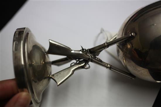 A late 19th/early 20th century Chinese silver shooting related presentation goblet by Tuck Chang, Shanghai, 9.5 oz.
